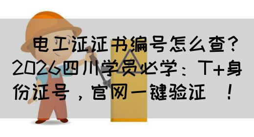 ‌电工证证书编号怎么查？2026四川学员必学：T+身份证号，官网一键验证‌！