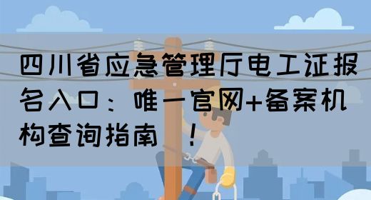 四川省应急管理厅电工证报名入口：唯一官网+备案机构查询指南‌！