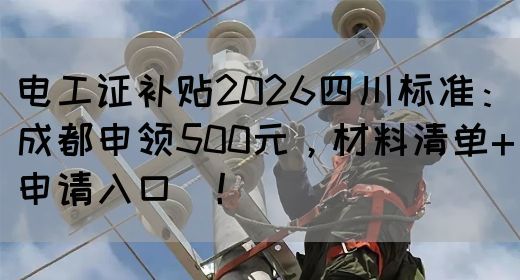 电工证补贴2026四川标准：成都申领500元，材料清单+申请入口‌！(图1)